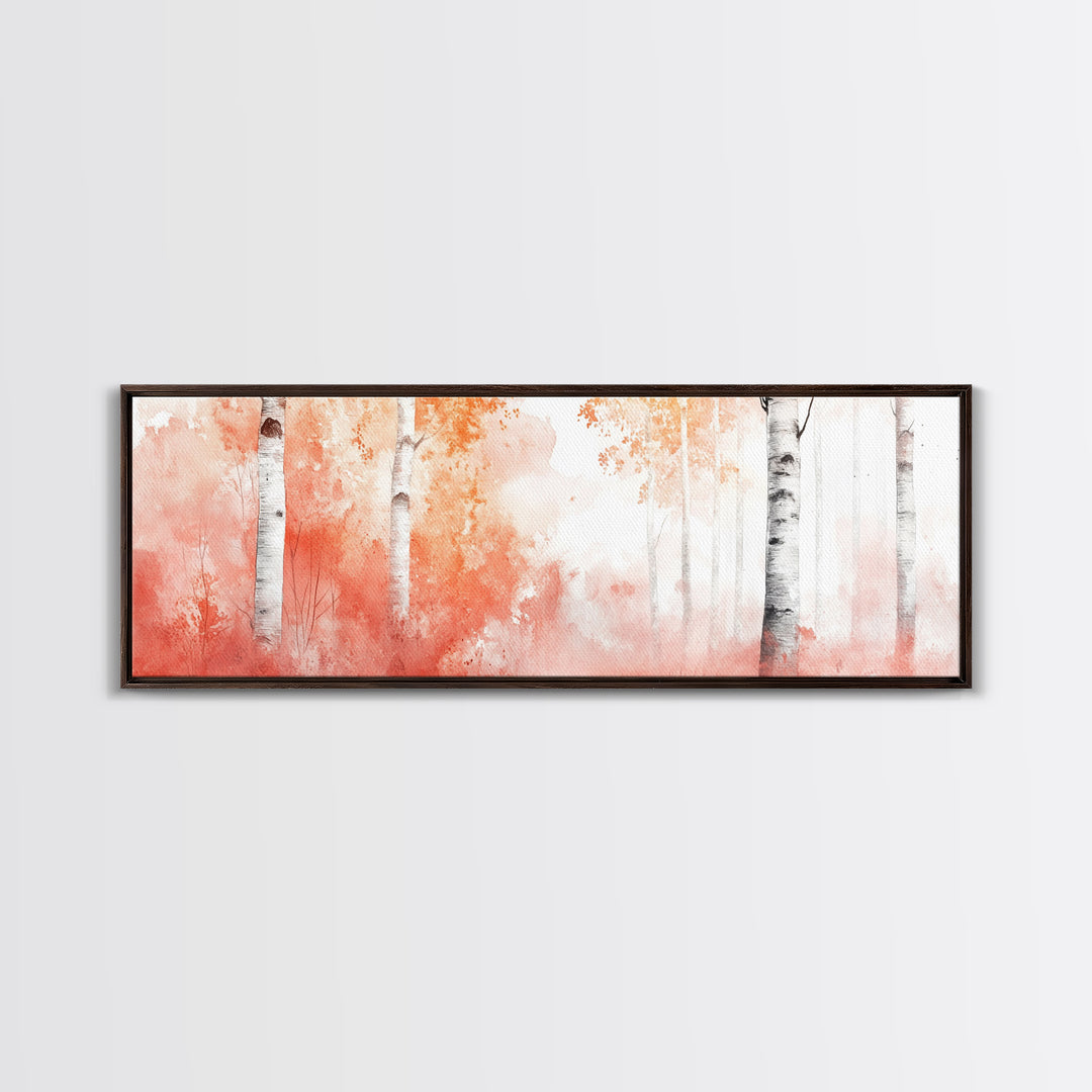 Autumn Birch Trees Canvas Print, Vibrant Fall Landscape Art, Horizontal Wall Art Rustic Decor Gift Idea Living Room Decoration
