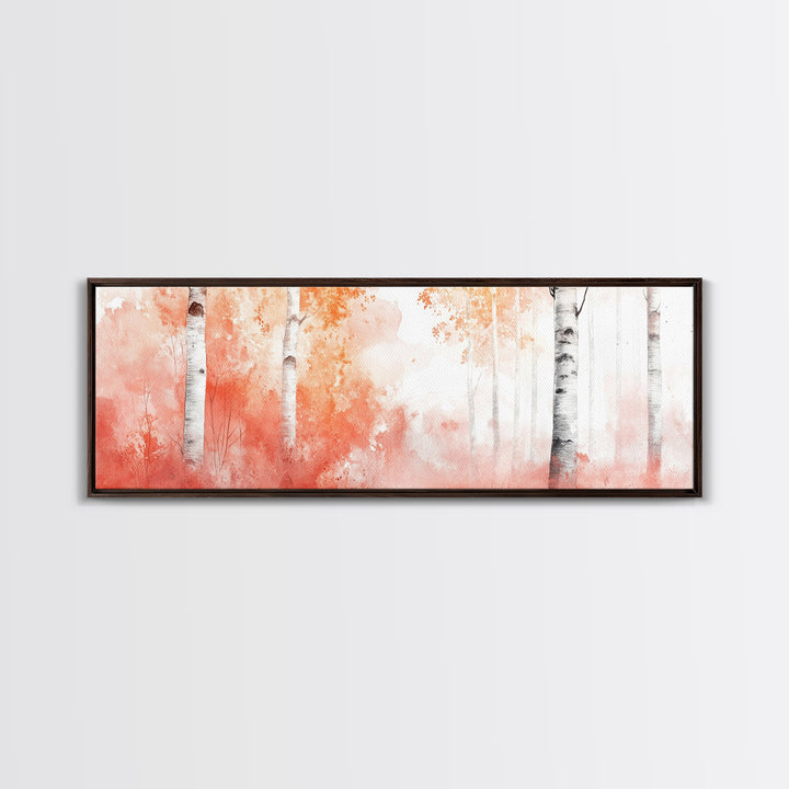 Autumn Birch Trees Canvas Print, Vibrant Fall Landscape Art, Horizontal Wall Art Rustic Decor Gift Idea Living Room Decoration