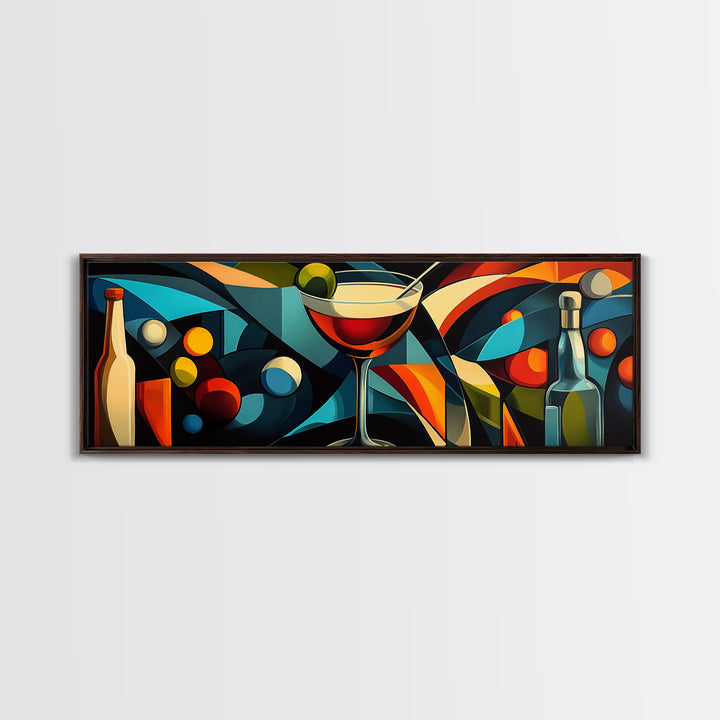 Abstract Martini Framed Canvas Print Espresso Martini Wall Art Modern Cocktail Art Kitchen Bar Decor Bold Geometric Wall Artwork