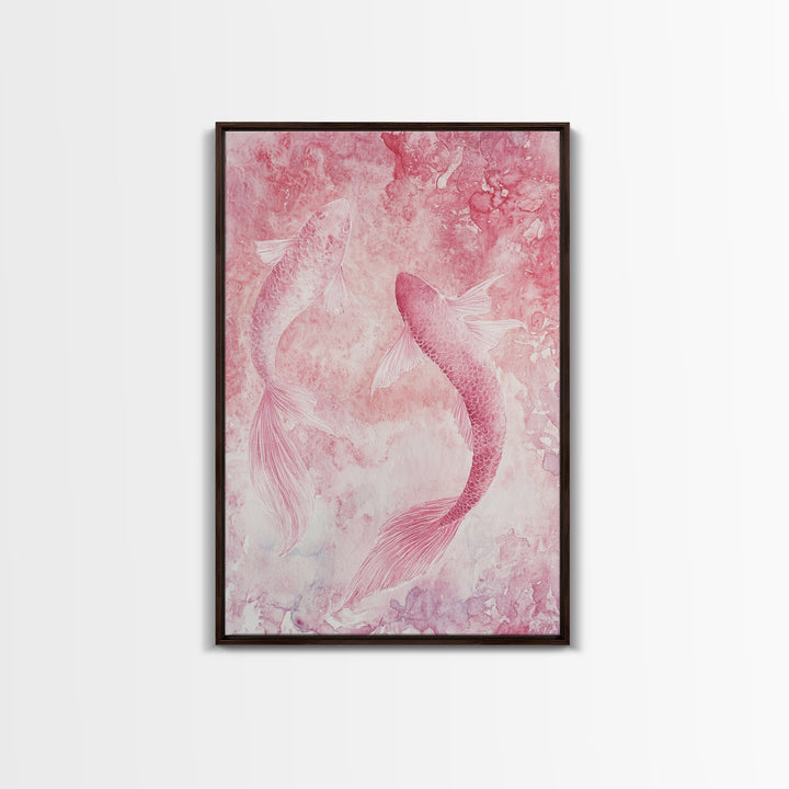 Canvas Print Koi Fish Painting Pink Abstract Art Zen Wall Art Minimalist Artwork Living Room Decor Gift Idea Bedroom Wall Art