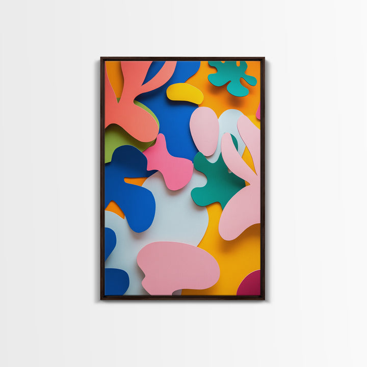 Bold Abstract Organic Shapes Canvas Print, Contemporary Chinoiserie Wall Art, Vibrant Boho and Minimalist Design for Modern Spaces