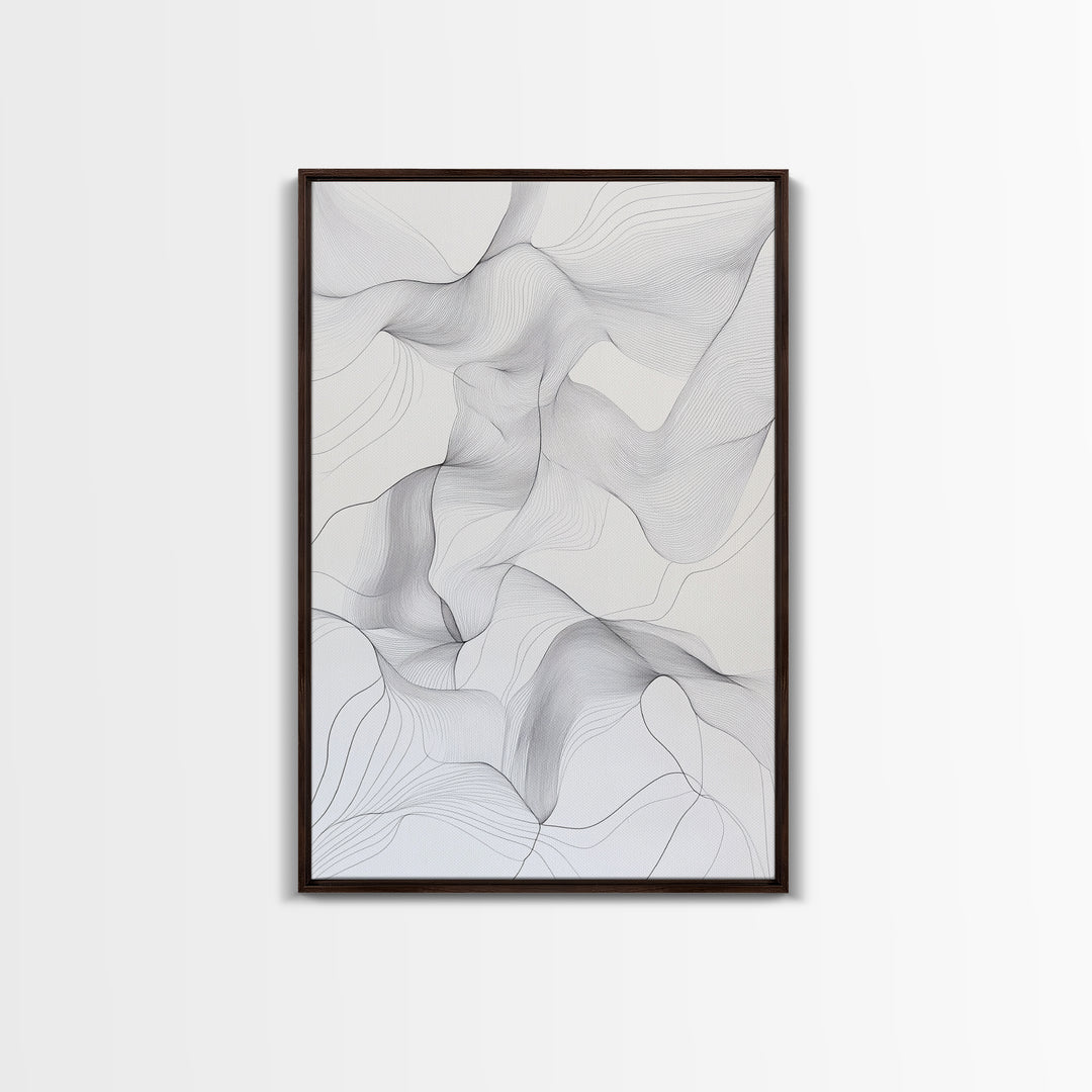 Black White Line Art Canvas Print Minimalist Geometric Wall Decor Modern Zen Artwork Above Couch Gift Idea Stylish Home Accent