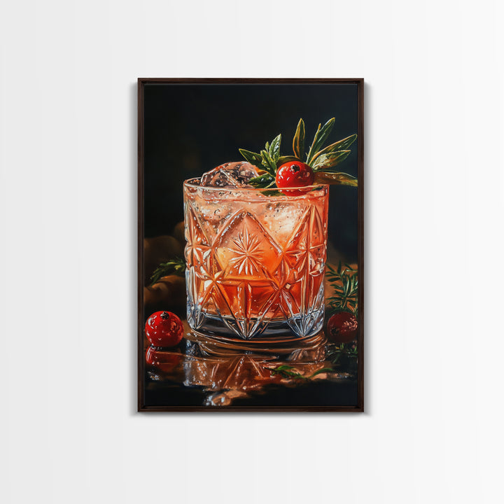 Cranberry Cocktail Canvas Print | Food Review Kitchen Art | Espresso Martini Wall Art | Rustic Kitchen Bar Decor Gift Idea Artwork