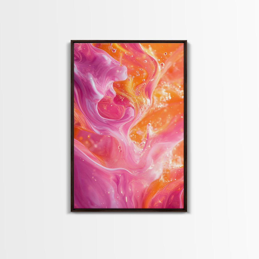 Abstract Pink Orange Canvas Print with Swirling Light Effects and Therapy Art for Modern Home Wall Decor, Ideal Gift Idea