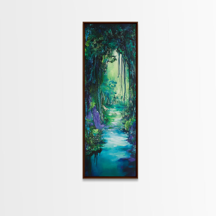 Mystical Forest, Wabi Sabi Art, Zen Wall Art, Forest at Dusk Painting, Tall Skinny Art, Moody Art, Extra Wide Art, Canvas Print