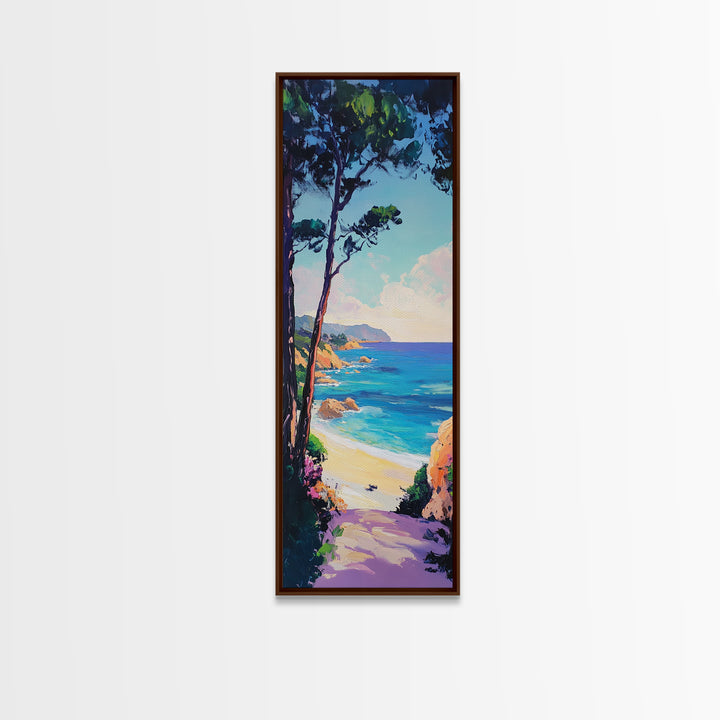 Coastal Cliffs, Nautical Wall Art, Coastal Decor, Ocean Painting, California Poppy Art, Seascape Painting, Canvas Print