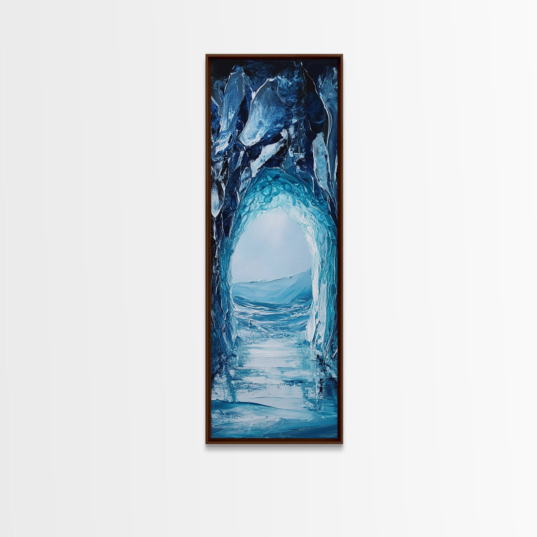 Ice Cave, Seascape Painting, Nautical Decor, Coastal Landscape Art, Blue and Green Wall Art, Abstract Art, Framed Canvas Print