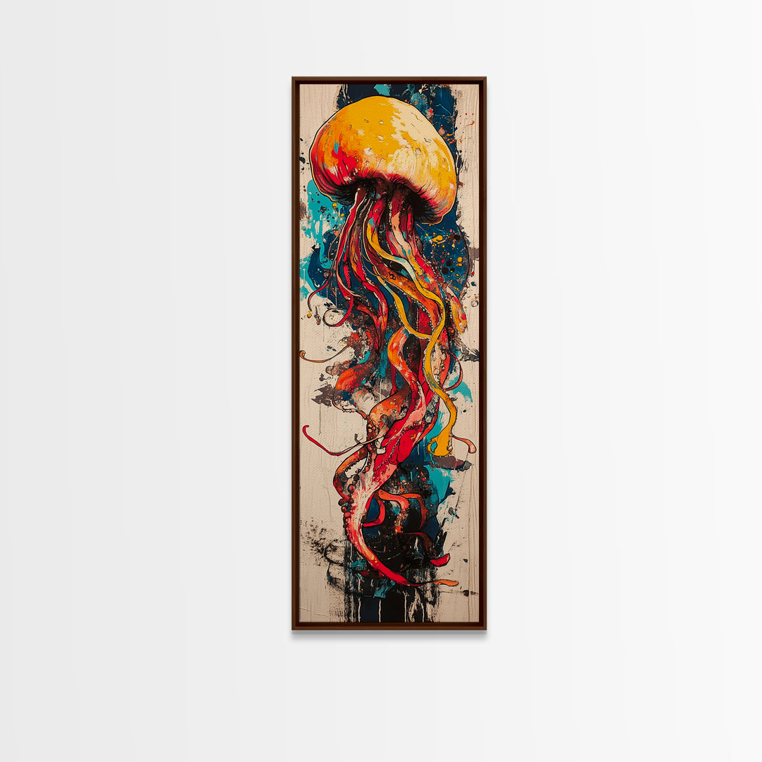 Jellyfish Painting, Ocean Art, Moody Art, Nautical Decor, Coastal Cowgirl Wall Art, Christmas, Framed Canvas Print, Bedroom Art