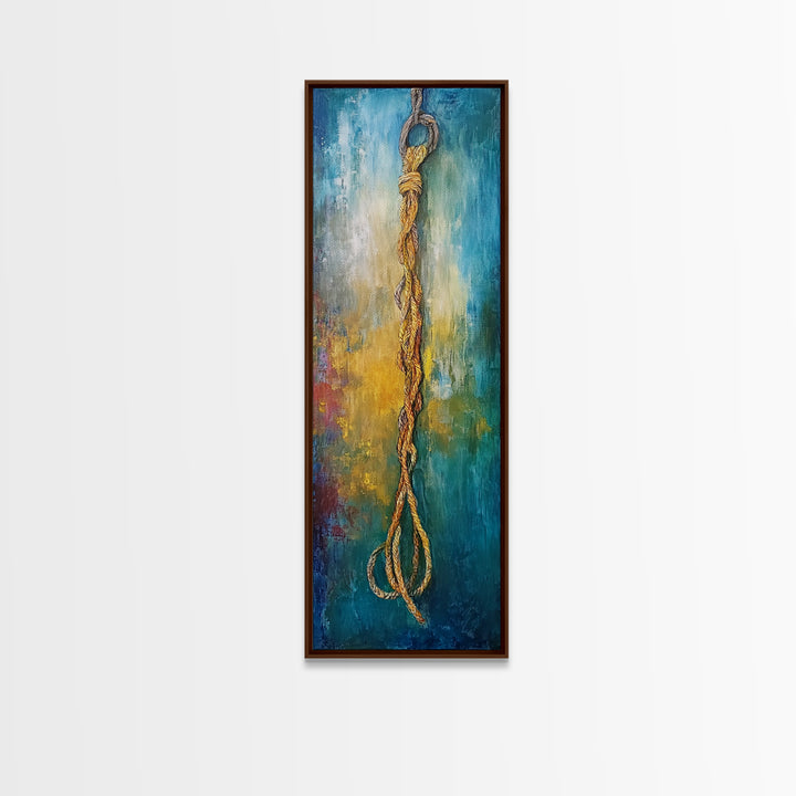 Nautical Rope, Coastal Decor, Rustic Wall Art, Nautical Painting, Wabi Sabi Art, Framed Canvas Print, Bedroom Art, Gift Idea