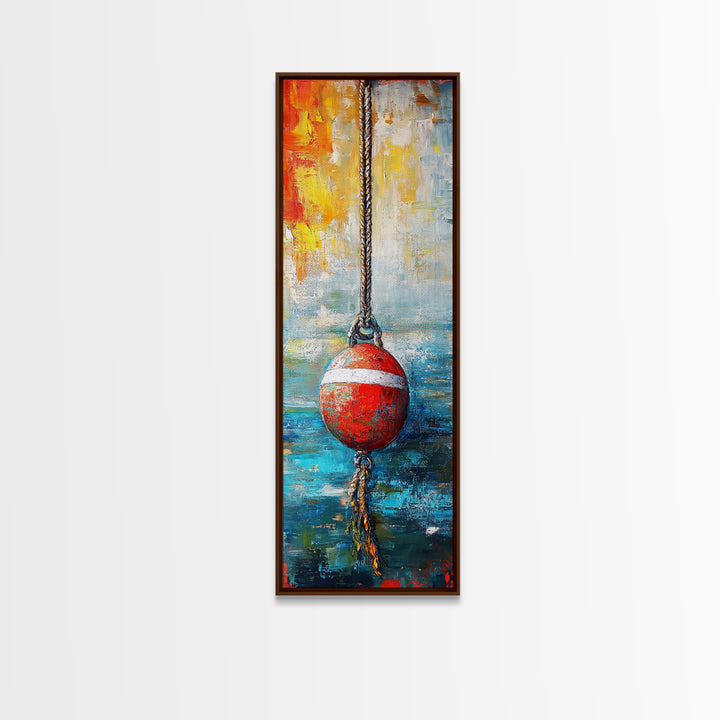 Nautical decor, rustic wall art, coastal wall art, ocean painting, maritime art, framed canvas print, tall skinny art, moody blue art