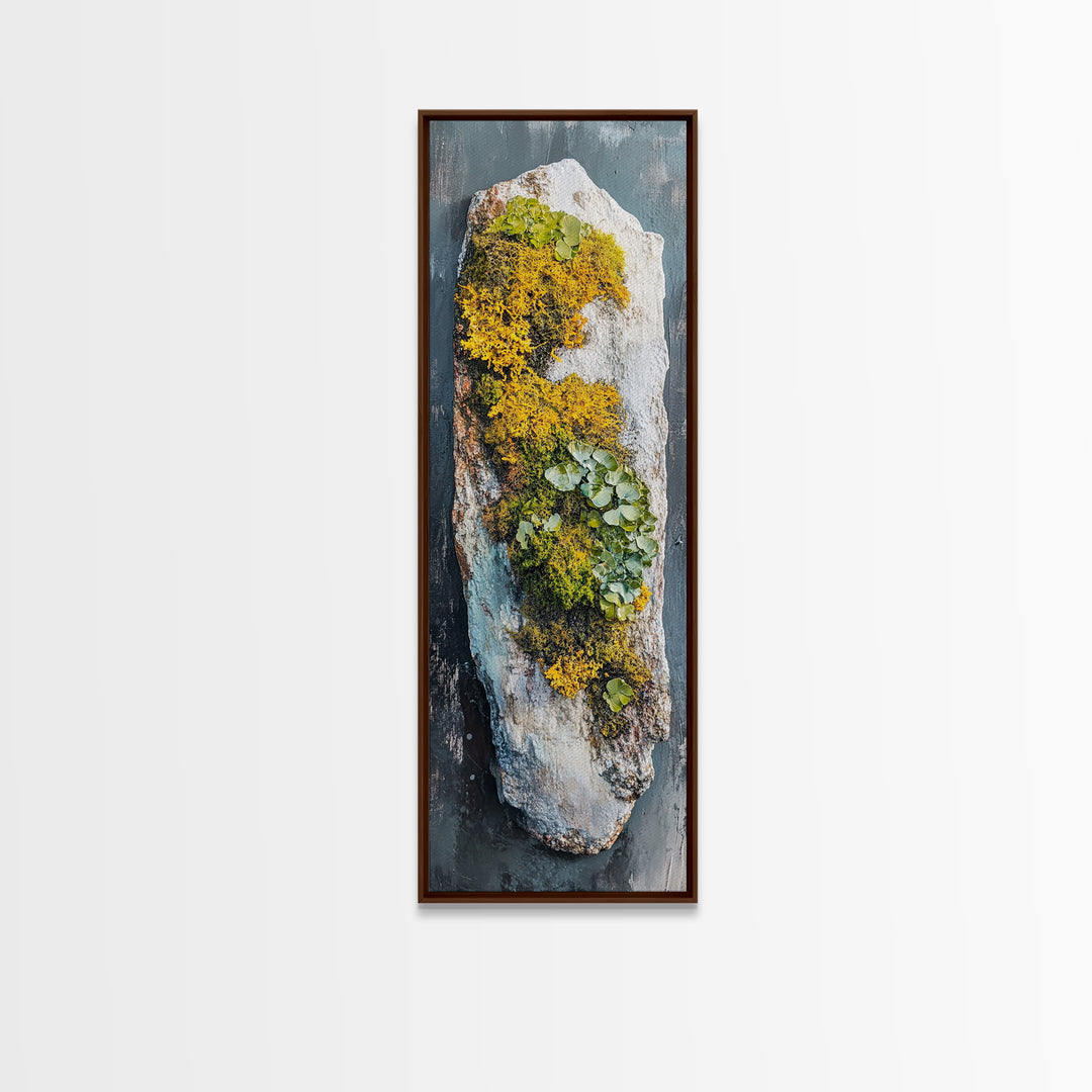 Botanical Art, Framed Canvas Print, wabi sabi art, sage green wall art, whimsical art, minimalist art, long narrow wall art, rustic decor