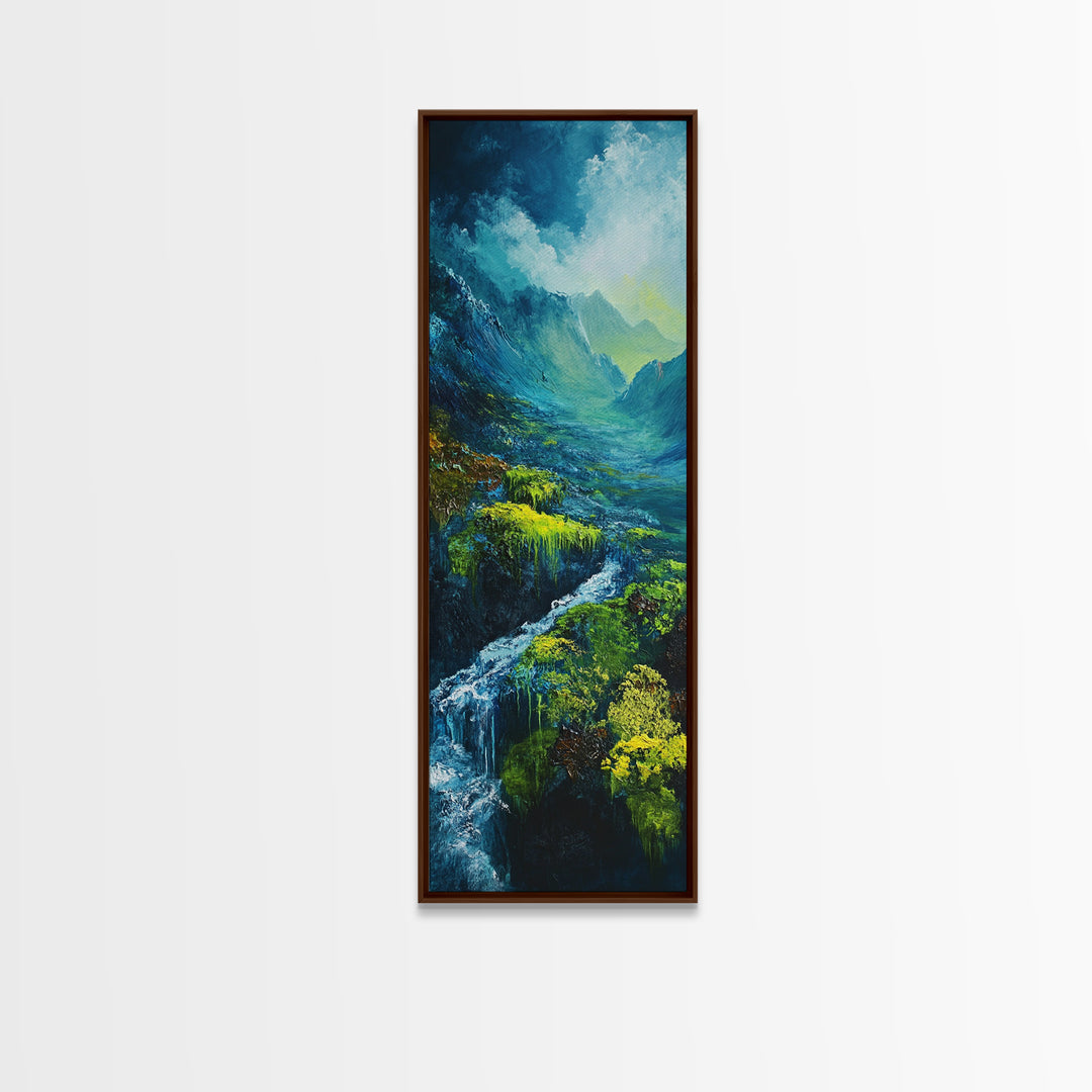 Ireland Painting, Framed Canvas Print, coastal decor, blue and green wall art, mountain painting, landscape painting, extra wide art