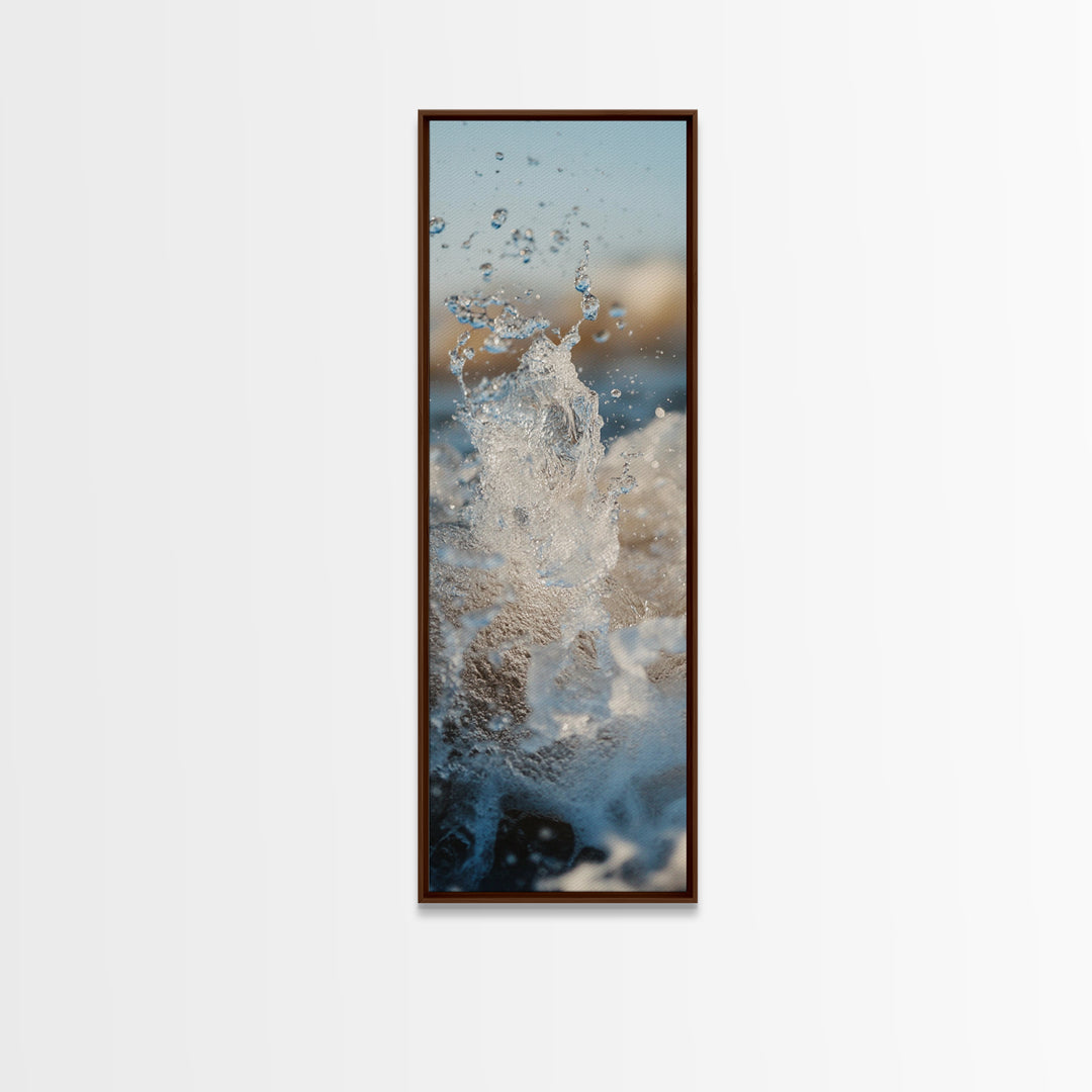 Ocean Splash, nautical wall art, seascape painting, surf wall art, blue and green wall art, coastal decor, Framed Canvas Print