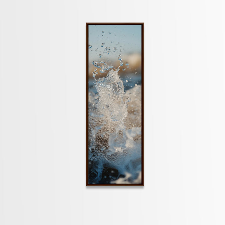 Ocean Splash, nautical wall art, seascape painting, surf wall art, blue and green wall art, coastal decor, Framed Canvas Print
