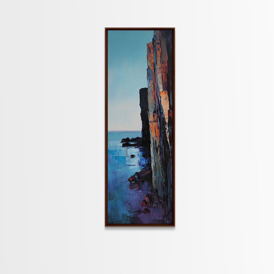 Cliffside, Ocean Horizon, Ireland Painting, Coastal Wall Art, Landscape Painting, Nautical Decor, Framed Canvas Print, Living Room Art