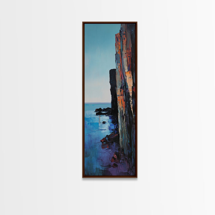 Cliffside, Ocean Horizon, Ireland Painting, Coastal Wall Art, Landscape Painting, Nautical Decor, Framed Canvas Print, Living Room Art