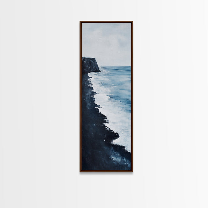 Coastal cliffs, Ireland painting, ocean wall art, seascape painting, nautical wall art, minimalist art, framed canvas print