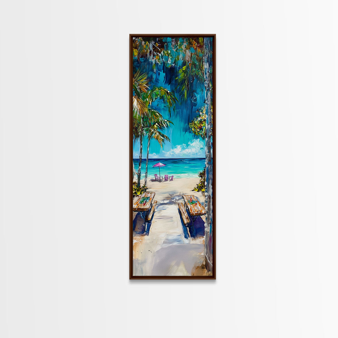 Beach Pathway, coastal wall art, tropical painting, ocean painting, palm tree painting, coastal decor, nautical painting, Canvas Print