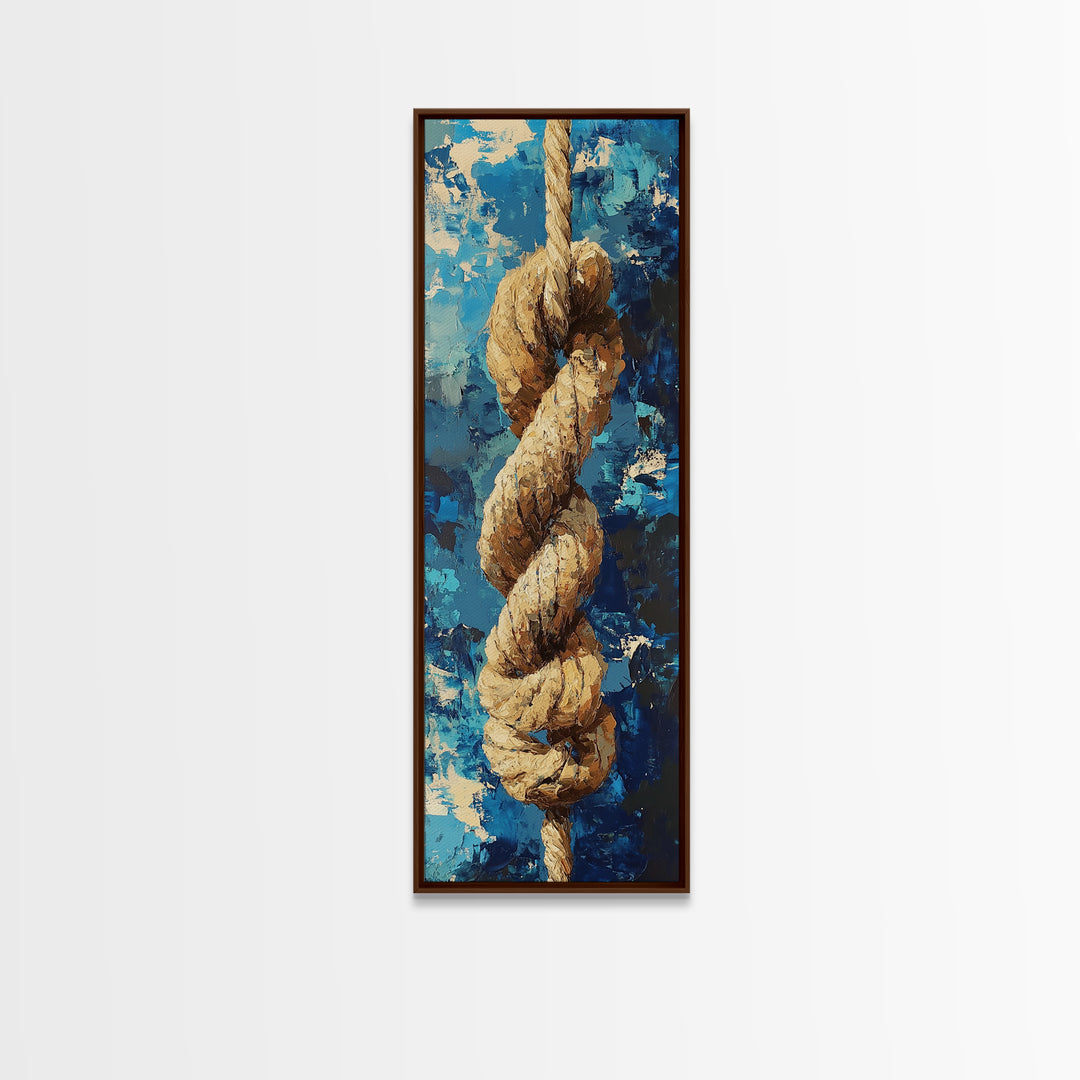 Nautical Rope, Blue Abstract, Textured Art, Framed Canvas Print, nautical decor, coastal wall art, rustic art, wabi sabi art