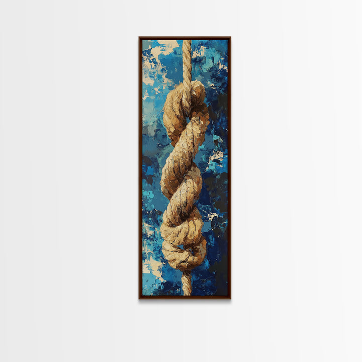 Nautical Rope, Blue Abstract, Textured Art, Framed Canvas Print, nautical decor, coastal wall art, rustic art, wabi sabi art