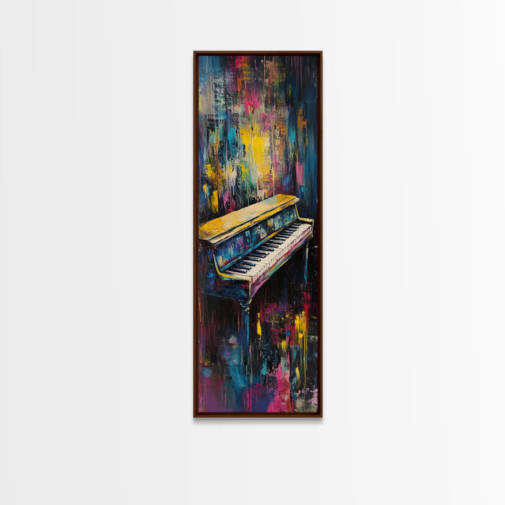 Abstract piano, music art, lofi art, moody art, framed canvas print, gift idea for her, dark romance painting, pink orange wall art