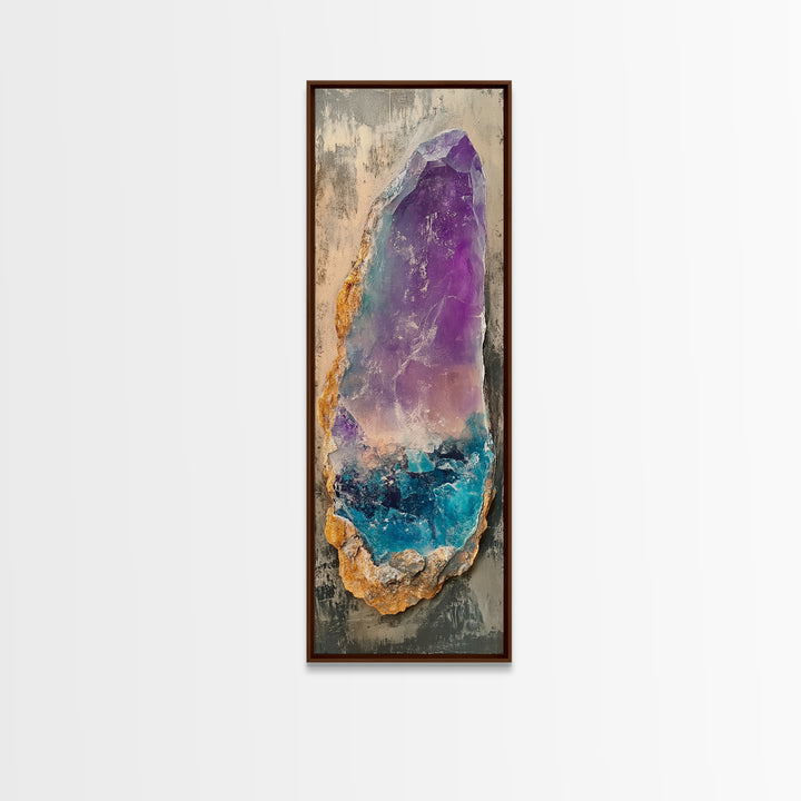 Amethyst Geode, gemstone painting, sacred geometry wall art, boho art, teal wall art, wabi sabi art, Canvas Print, zen wall art