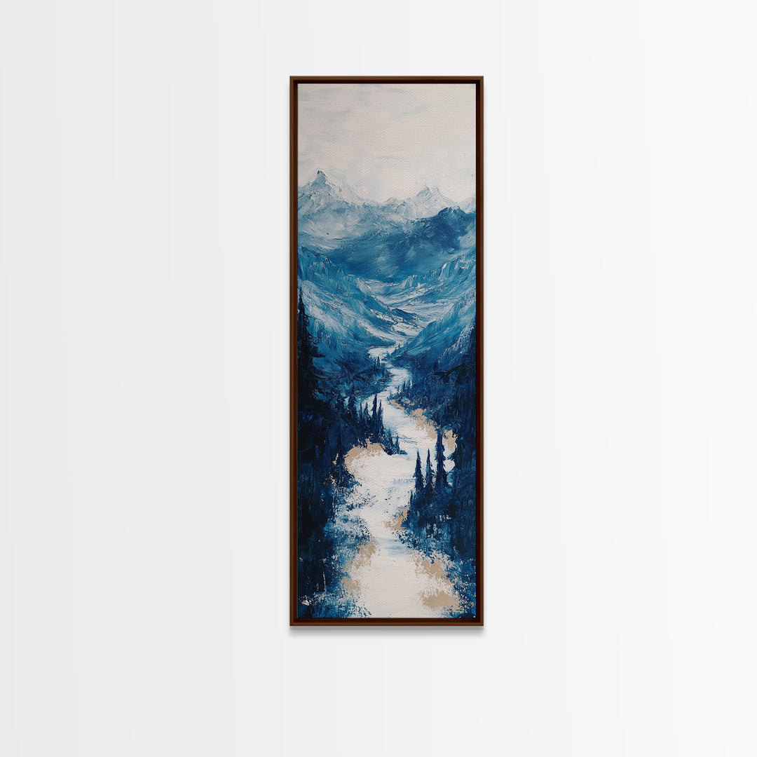 Blue Mountains, mountain painting, landscape painting, extra wide art, panoramic art, minimalist art, Canvas Print