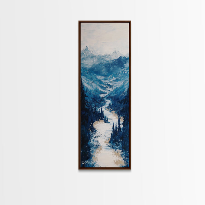 Blue Mountains, mountain painting, landscape painting, extra wide art, panoramic art, minimalist art, Canvas Print