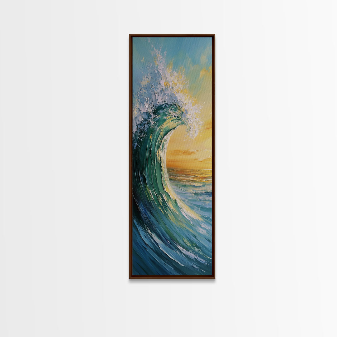 Ocean Wave, Seascape Painting, Framed Canvas Print, Coastal Landscape Art, Nautical Decor, Blue and Green Wall Art