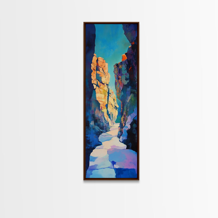 Rocky Canyon, desert landscape, southwest wall art, Joshua tree art, moody art, framed canvas print, extra wide art, vertical wall art