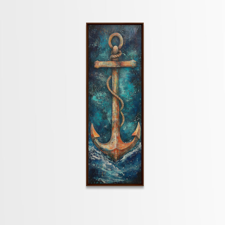 Anchor, Nautical Decor, Framed Canvas Print, nautical wall art, coastal decor, maritime art, rustic wall art, beach house decor, gift idea