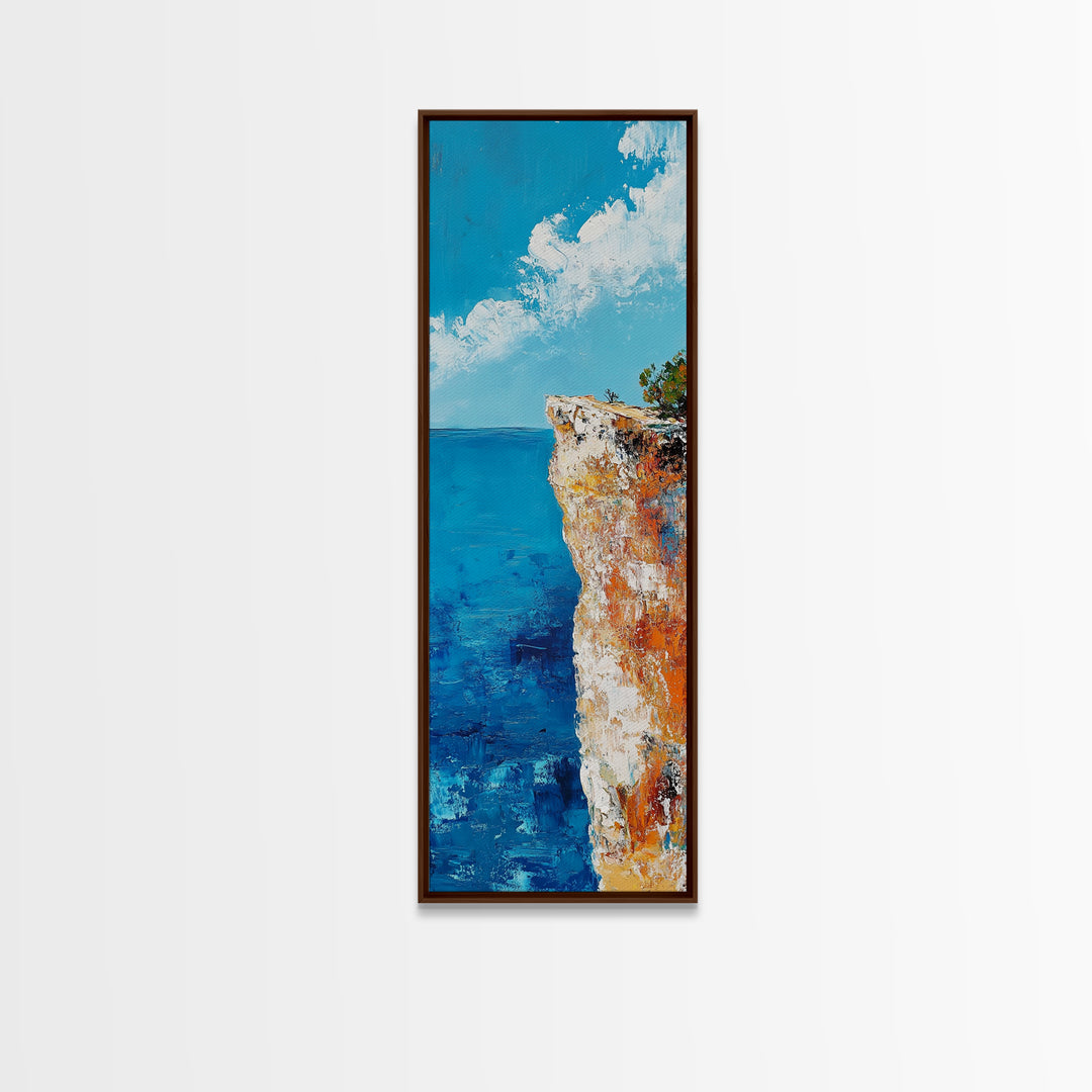 Cliff Edge Painting, Rustic Wall Art, Nautical Wall Art, Coastal Landscape Art, Canvas Print, Above Sofa Art, Living Room Art, Gift Idea