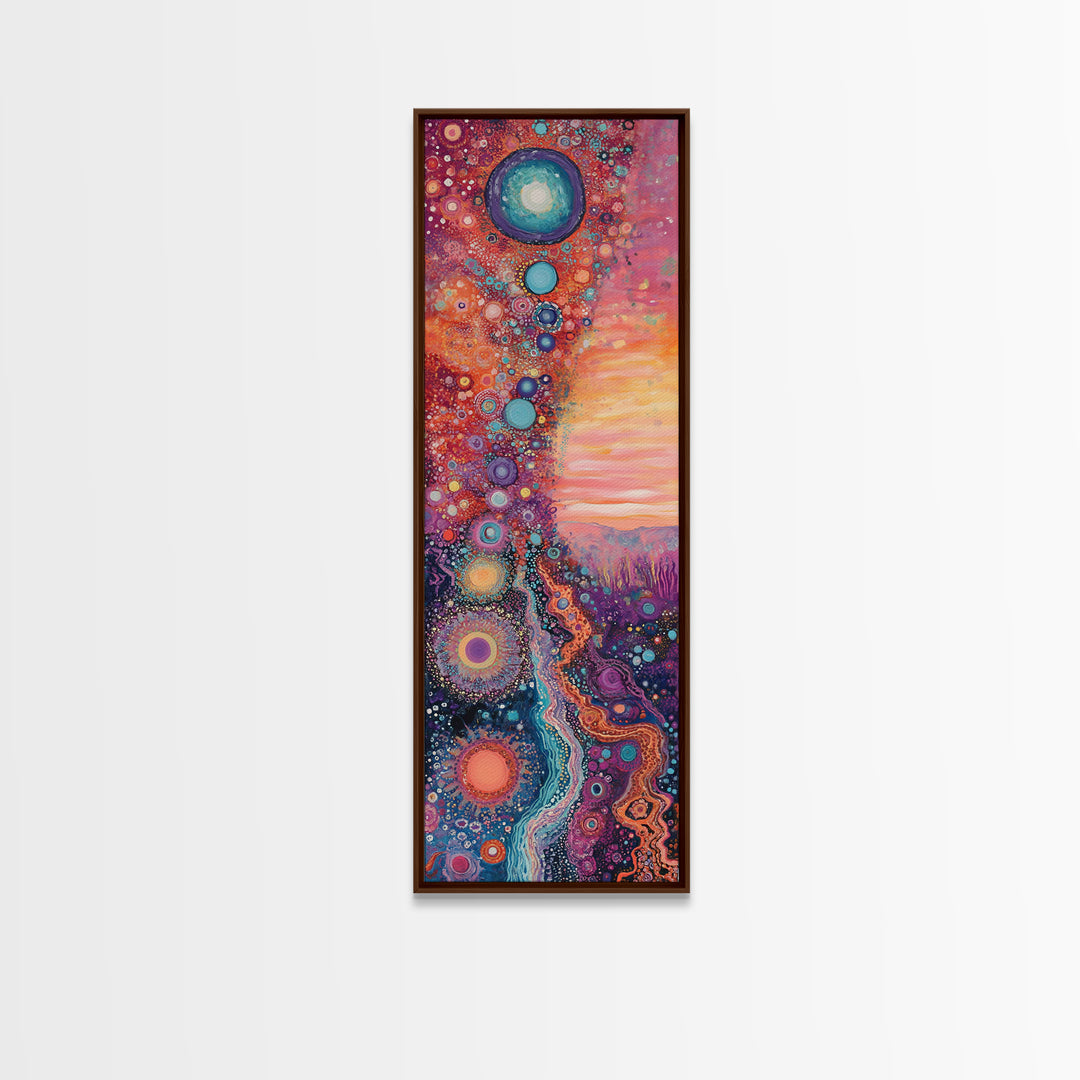 Cosmic Swirls, sacred geometry wall art, pink abstract art, brain art, therapy art, pink orange wall art, vertical wall art, canvas print