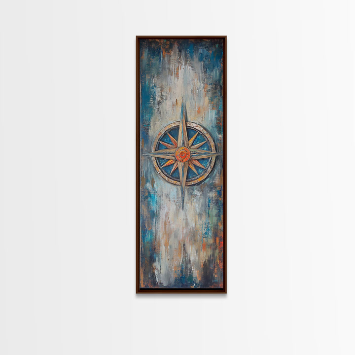 Compass, compass wall art, rustic wall art, nautical decor, farmhouse art, southwest wall art, gift idea for him, framed canvas print