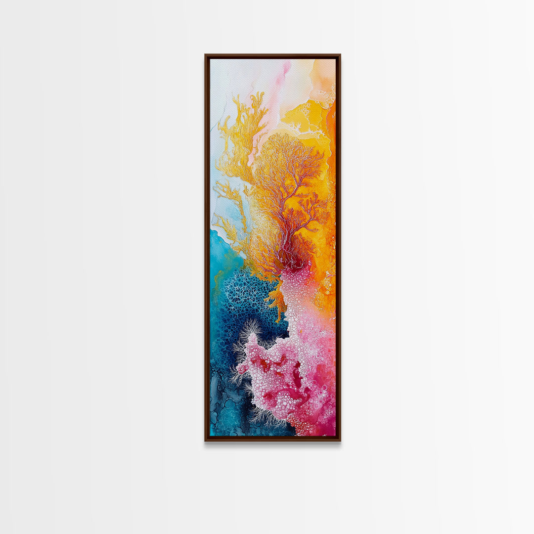 Abstract Coral, mosaic wall art, sacred geometry wall art, pink abstract art, blue and green wall art, zen wall art, canvas print