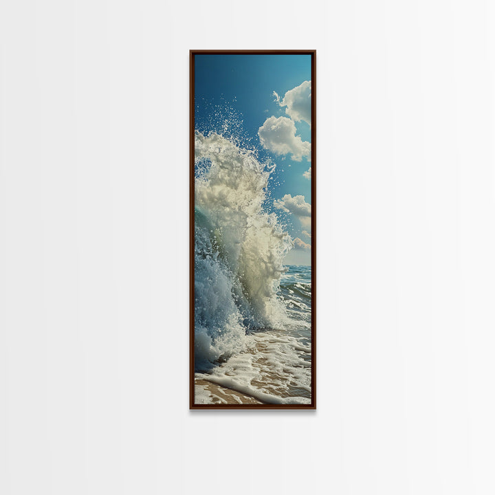 Ocean Wave Splash, Coastal Wall Art, Nautical Decor, Beach Art Print, Framed Canvas Print, Surf Wall Art, Vertical Wall Art