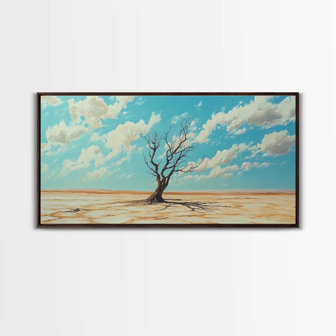 Desert Tree, Ozymandias Art, Joshua Tree Art, Southwest Wall Art, Blue and Green Wall Art, Gift Idea for Him, Framed Canvas Print, Rustic Art