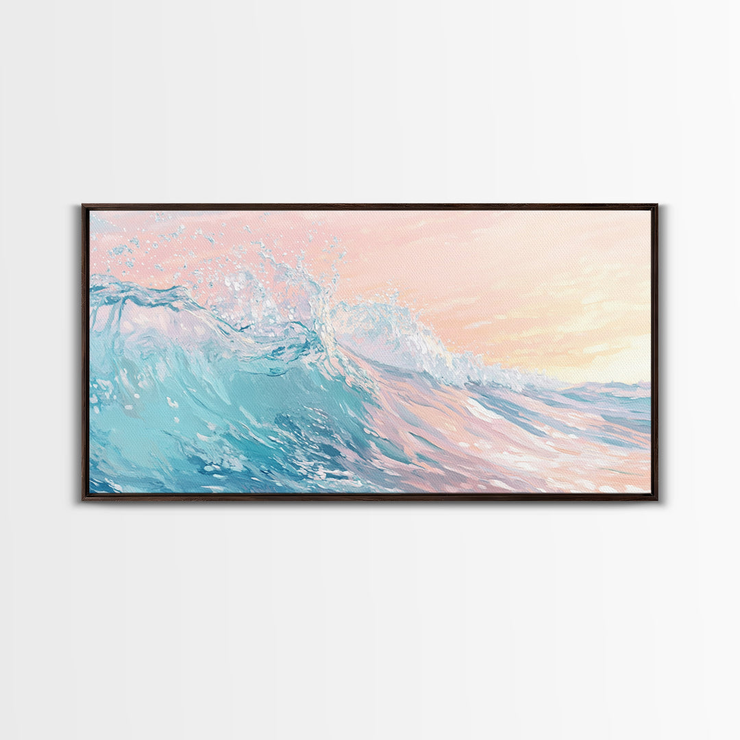 Ocean Wave Painting, Coastal Wall Art, Surf Wall Art, Nautical Decor, Framed Canvas Print, Seascape Painting, Extra Wide Art