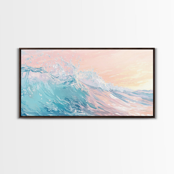 Ocean Wave Painting, Coastal Wall Art, Surf Wall Art, Nautical Decor, Framed Canvas Print, Seascape Painting, Extra Wide Art