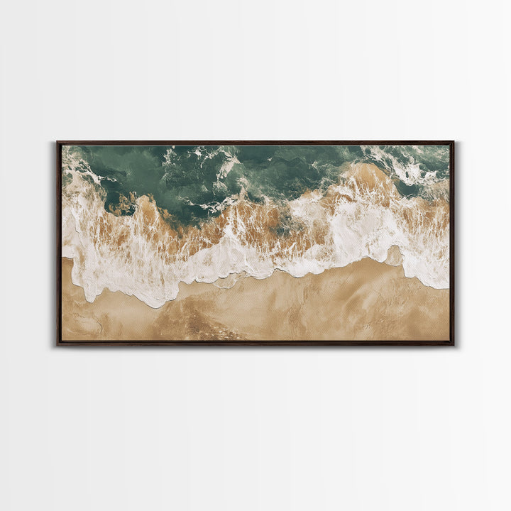 Ocean Wave Print, Nautical Wall Art, Beach House Art, Framed Canvas Print, Horizontal Wall Art, Living Room Art, Surf Wall Art