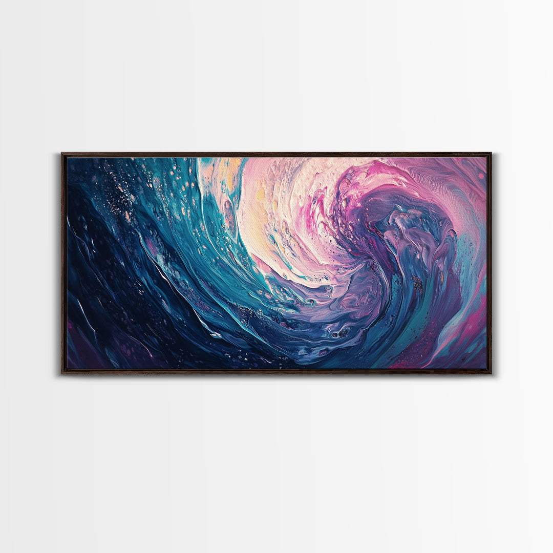 Abstract Wave, Ocean Swirl, Panoramic Art, Canvas Print, Coastal Decor, Teal Wall Art, Nautical Wall Art, Whimsical Art, Surf Wall Art