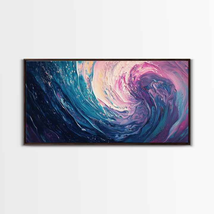 Abstract Wave, Ocean Swirl, Panoramic Art, Canvas Print, Coastal Decor, Teal Wall Art, Nautical Wall Art, Whimsical Art, Surf Wall Art