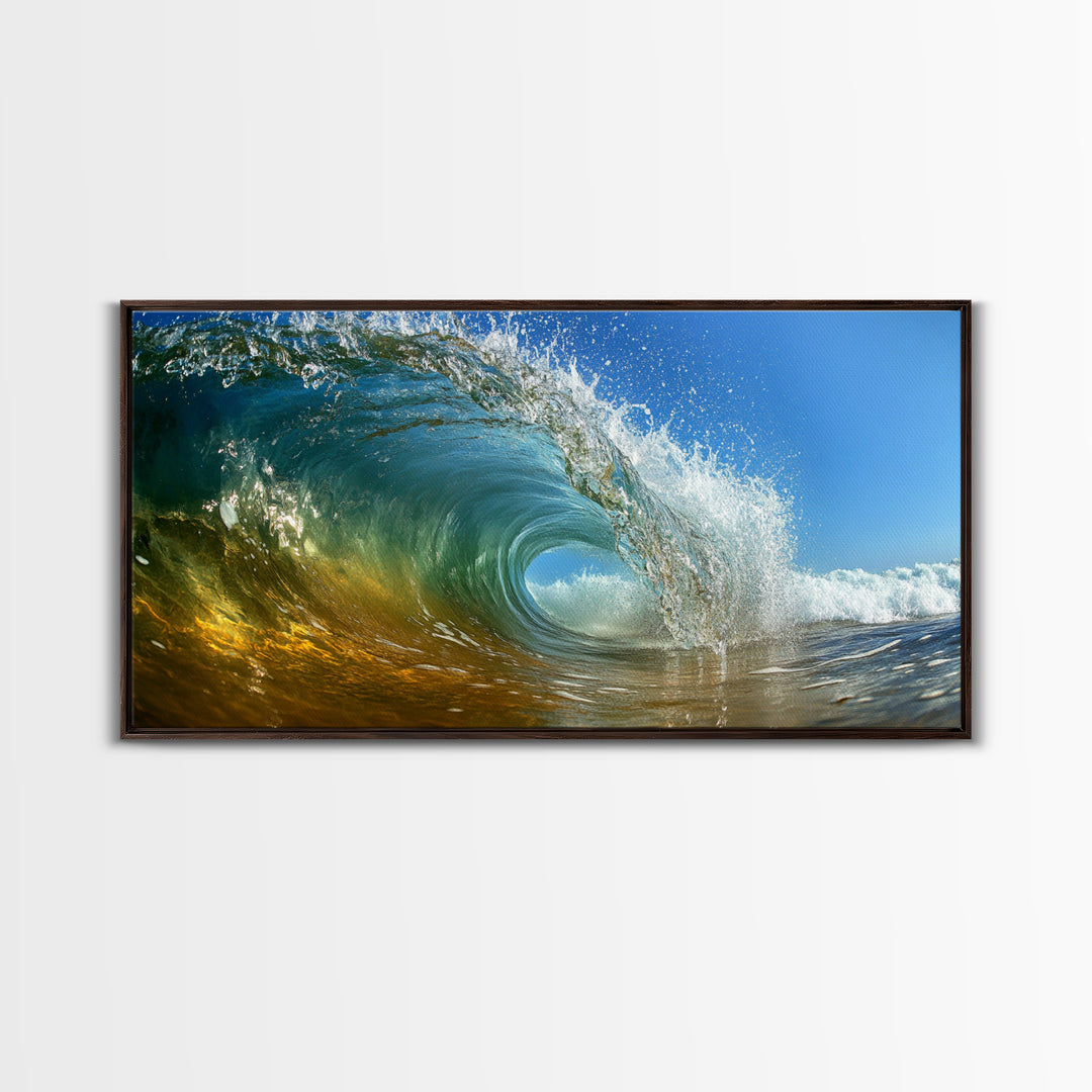 Barrel Wave, Surfing Photography, Panoramic Art, Canvas Print, Coastal Decor, Nautical Painting, Beach Wall Art, Surf Wall Art