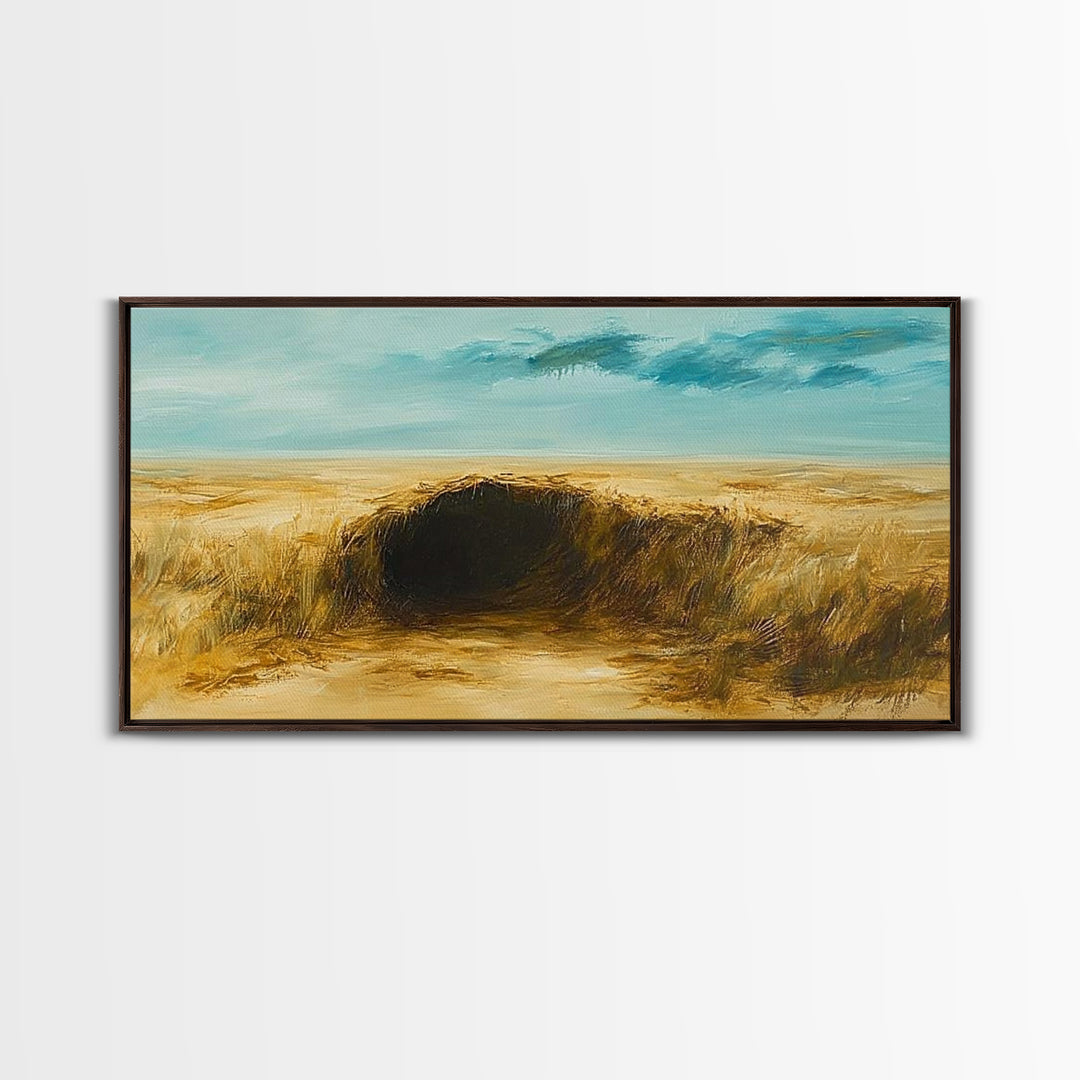 Desert Landscape, Ozymandias art, rustic wall art, above sofa art, extra wide art, panoramic painting, Canvas Print