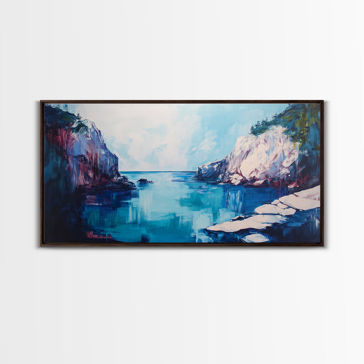 Ocean Cliffs, Seascape Painting, Nautical Decor, Coastal Landscape Art, Above Couch Art, Bedroom Art, Canvas Print, Gift Idea