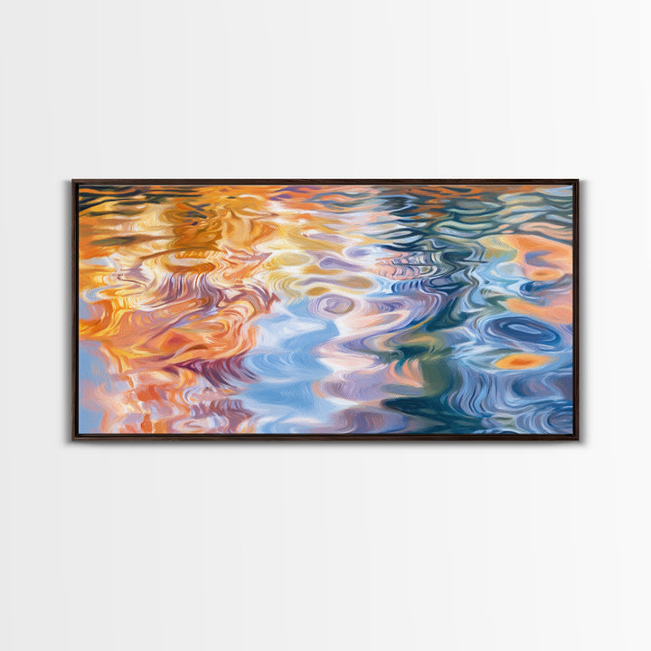 Abstract Water, Nautical Wall Art, Blue and Green Wall Art, Panoramic Painting, Extra Wide Art, Canvas Print, Living Room Art