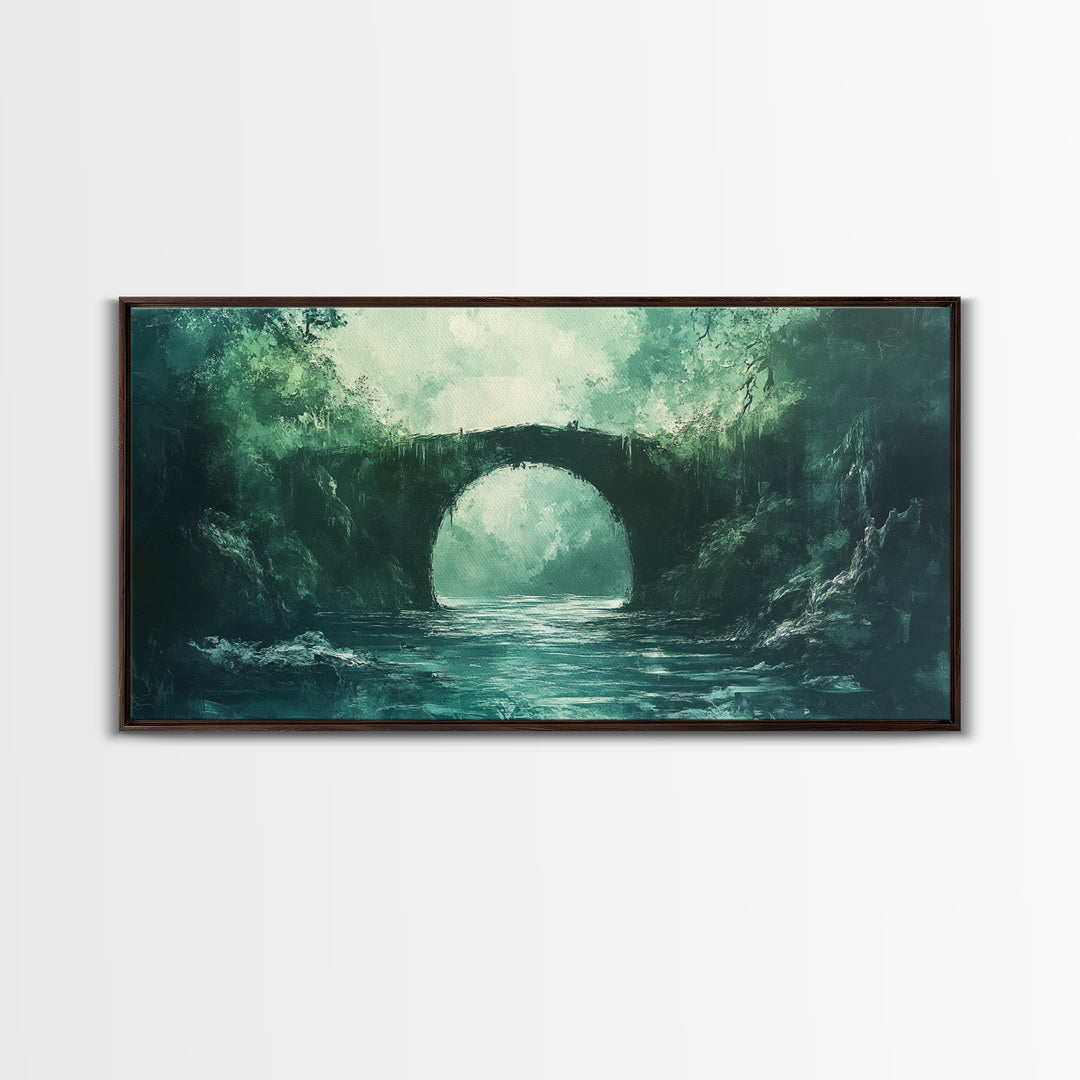 Dark Forest, Fantasy Art, Moody Art, Wabi Sabi Art, Extra Wide Art, Landscape Painting, Framed Canvas Print, Above Bed Wall Art