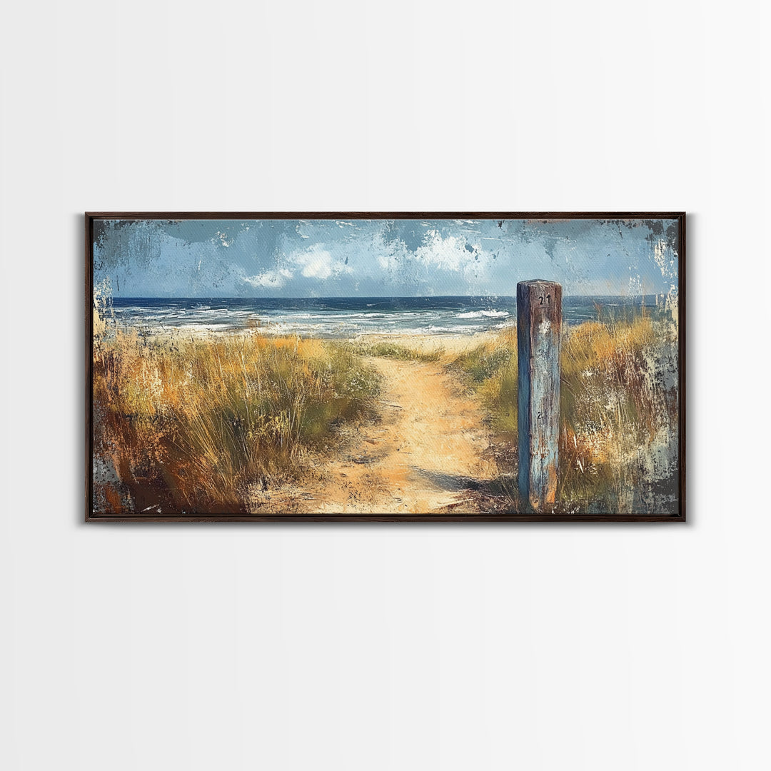 Coastal Pathway, coastal landscape art, nautical decor, seascape painting, coastal painting, beach house decor, Canvas Print