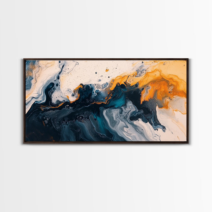 Abstract Ocean, Framed Canvas Print, coastal wall art, wabi sabi wall art, extra wide painting, contemporary abstract