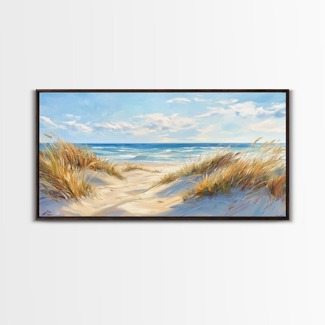 Beach Dunes, Coastal Painting, Nautical Wall Art, Canvas Print, Seascape Painting, Coastal Decor, Above Bed Wall Art, Farmhouse Art